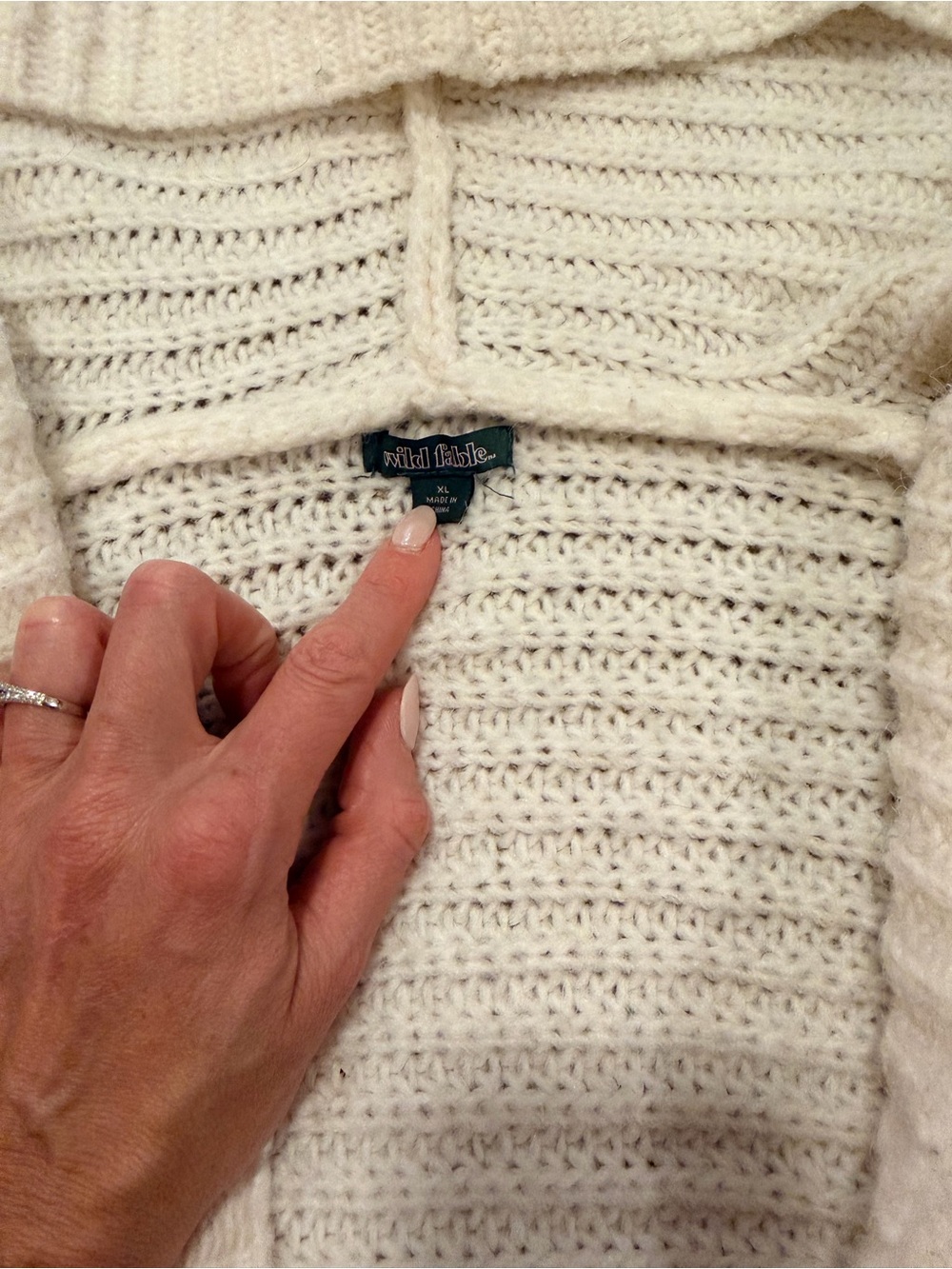 wild fable Cream Hooded Open-Front Knit Cardigan - Picture 3 of 6